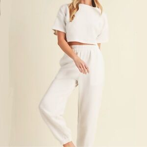 h&m cotton lounge/pajama set crop top & sweatpants